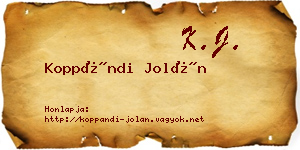 Koppándi Jolán névjegykártya